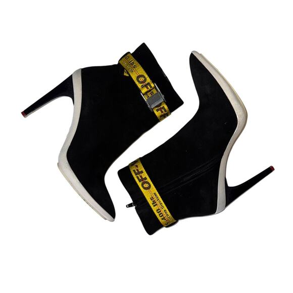 Off-White Virgil Abloh Industrial Black Suede Ankle Boots Size 40 - Picture 9 of 14